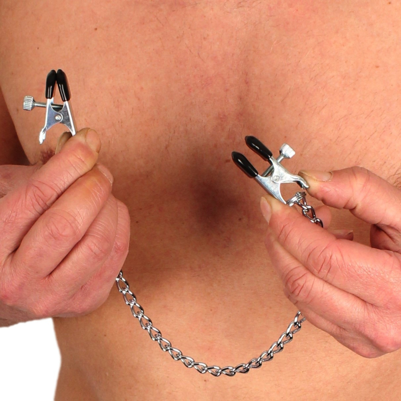 pinces a seins metalliques avec chaine