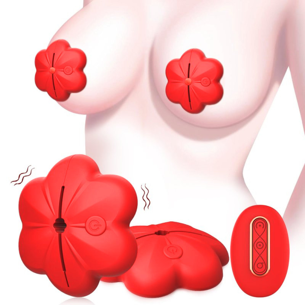 pinces a seins vibrantes flower cheast rouges 2