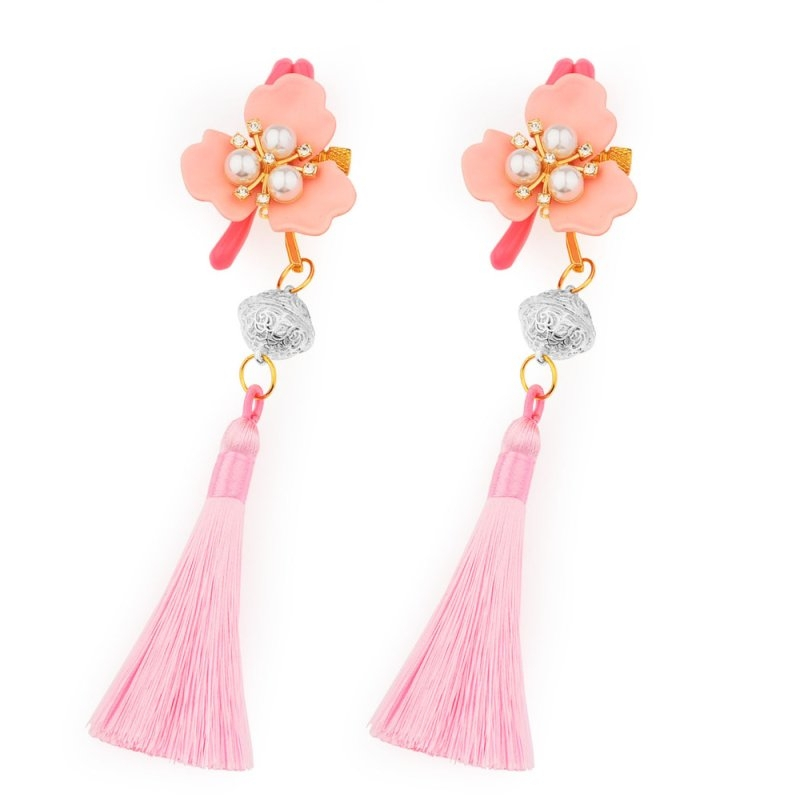 pinces pour tetons fleur avec pompon et clochette flowerbell