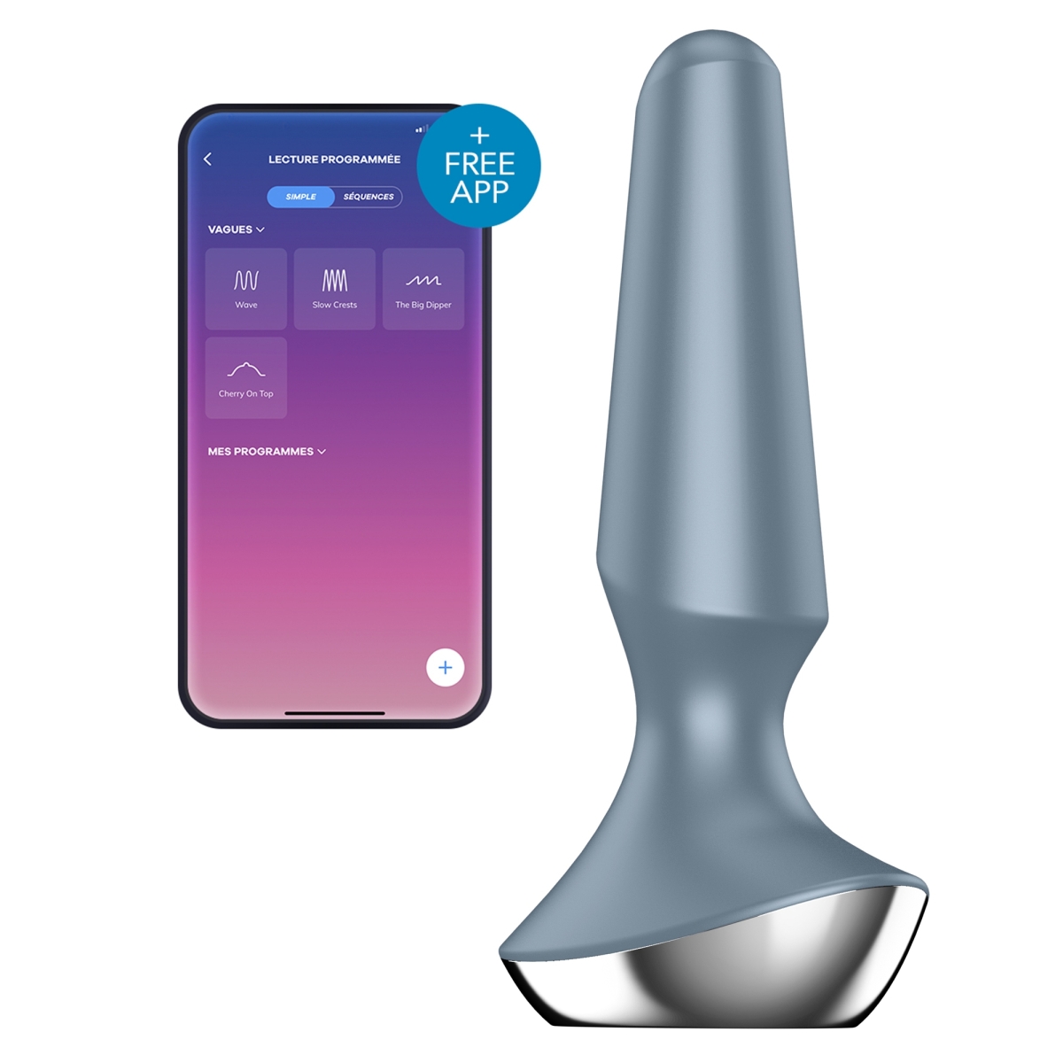 plug anal vibrant connecte ilicious 2 satisfyer 10 x 3cm gris