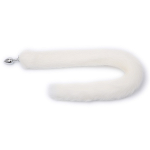plug avec queue fourrure 7 x 34 cm blanc