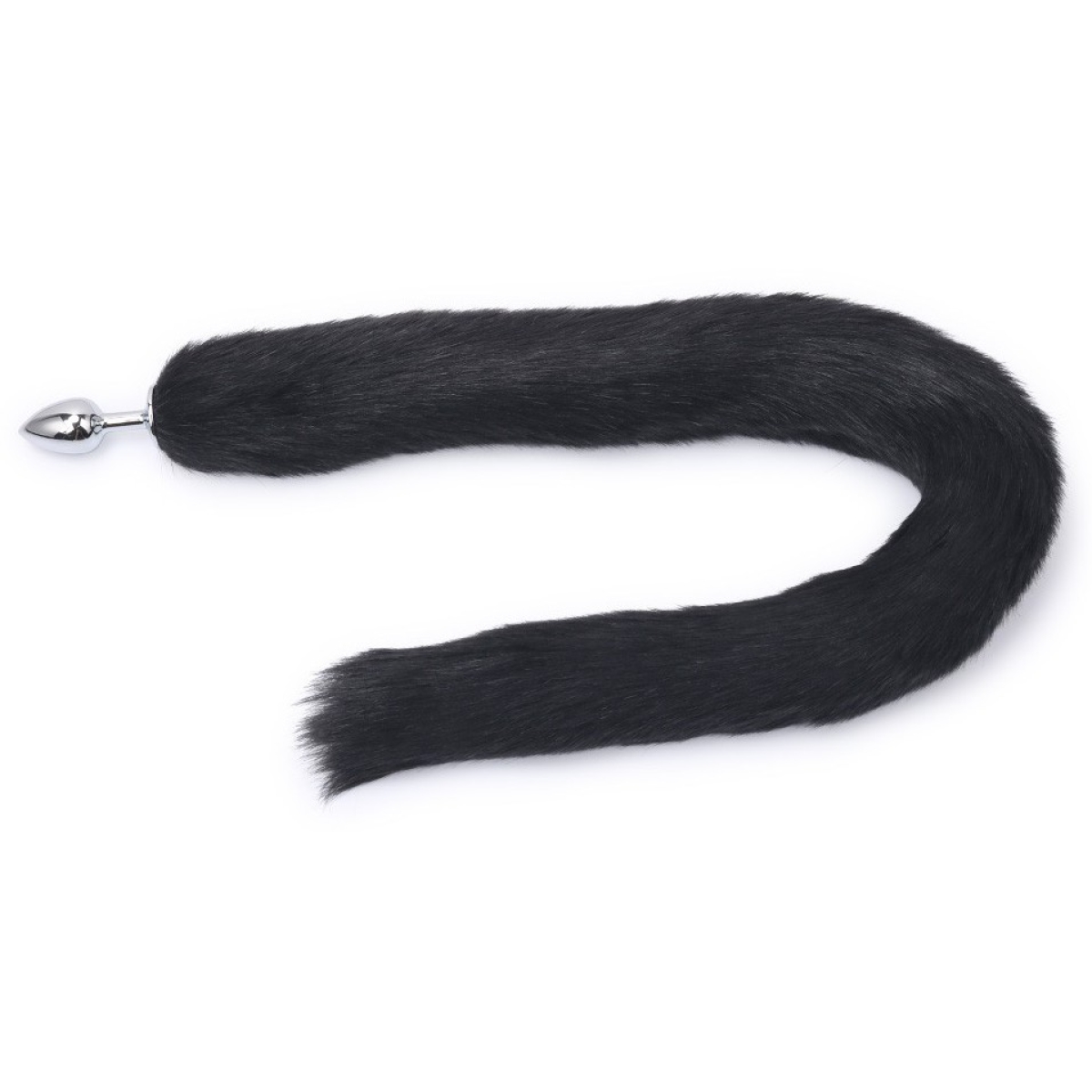plug avec queue fourrure 84 x 4 cm noir