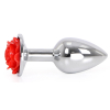 plug bijou anal alu avec rose 6 x 28 cm 1