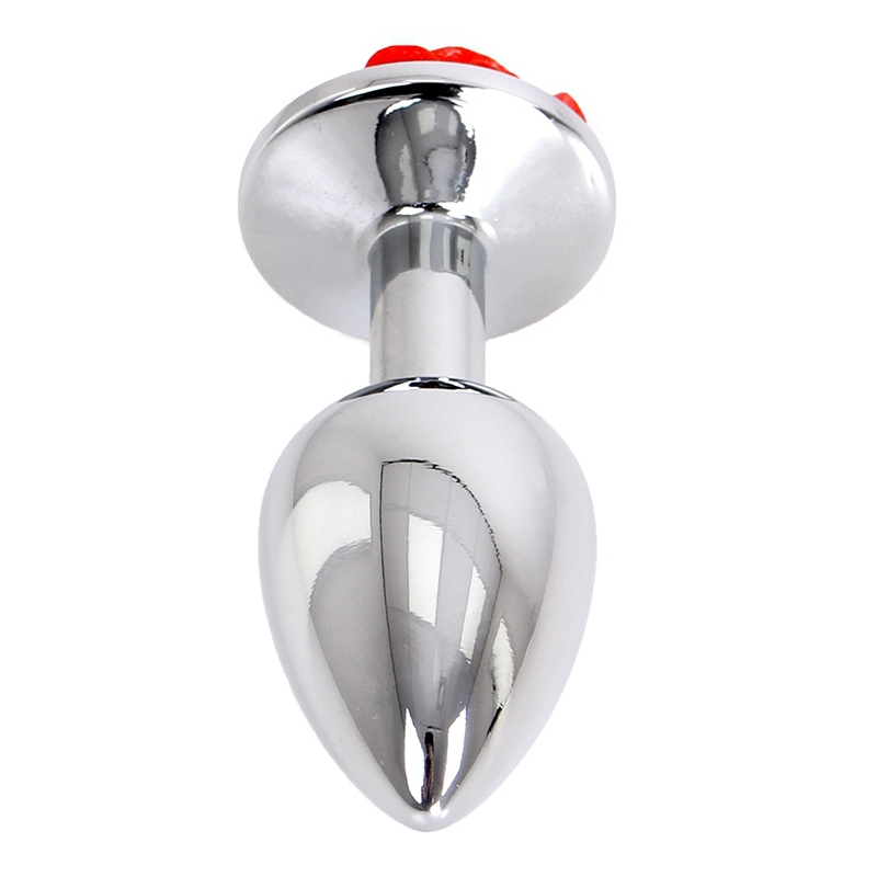 plug bijou anal alu avec rose 6 x 28 cm 3