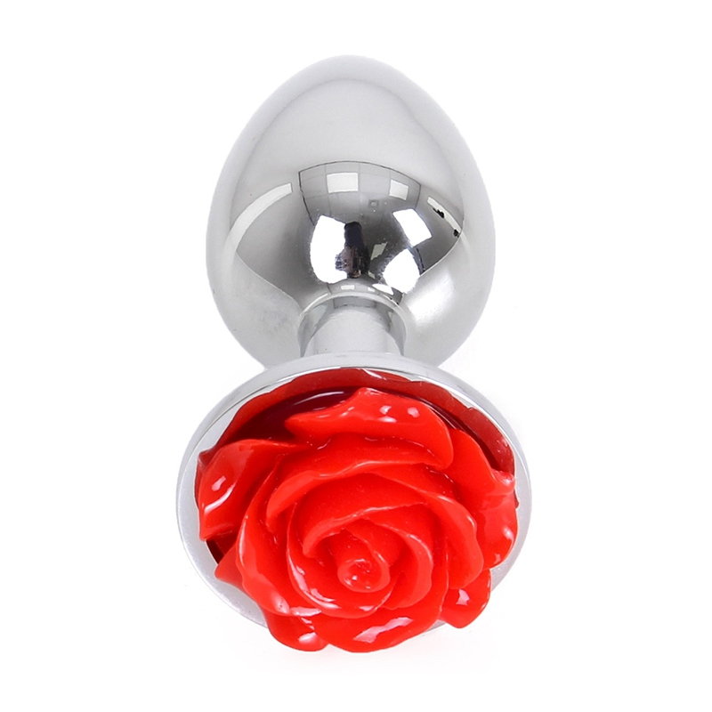 plug bijou anal alu avec rose 6 x 28 cm 4
