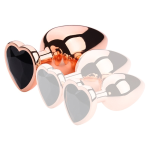 plug bijou anal gold heart l 8 x 41cm noir