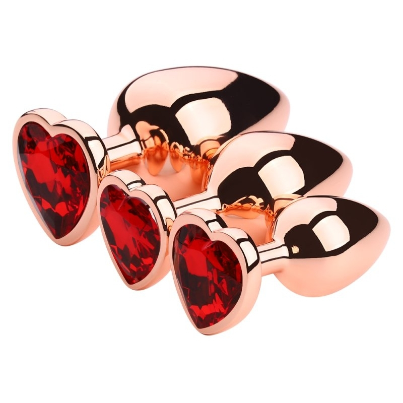 plug bijou anal gold heart l 8 x 41cm rouge 1