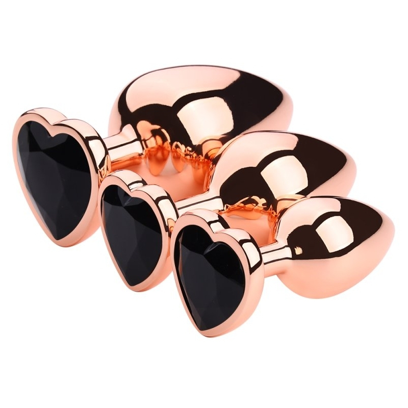 plug bijou anal gold heart m 7 x 34cm noir 1