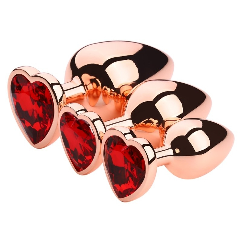 plug bijou anal gold heart m 7 x 34cm rouge 1
