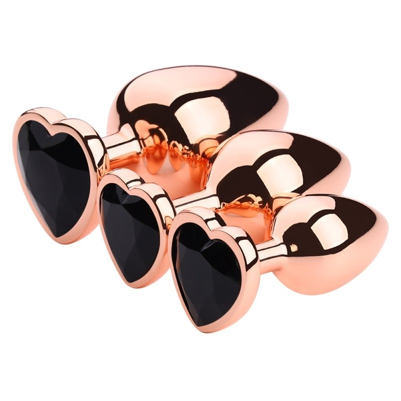 plug bijou anal gold heart s 6 x 27cm noir 1