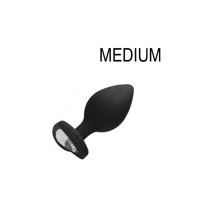 plug bijou anal silicone heart 7 x 35 cm noir