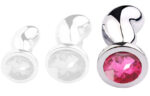 plug bijou bean silver l 9 x 35cm rose