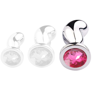 plug bijou bean silver l 9 x 35cm rose