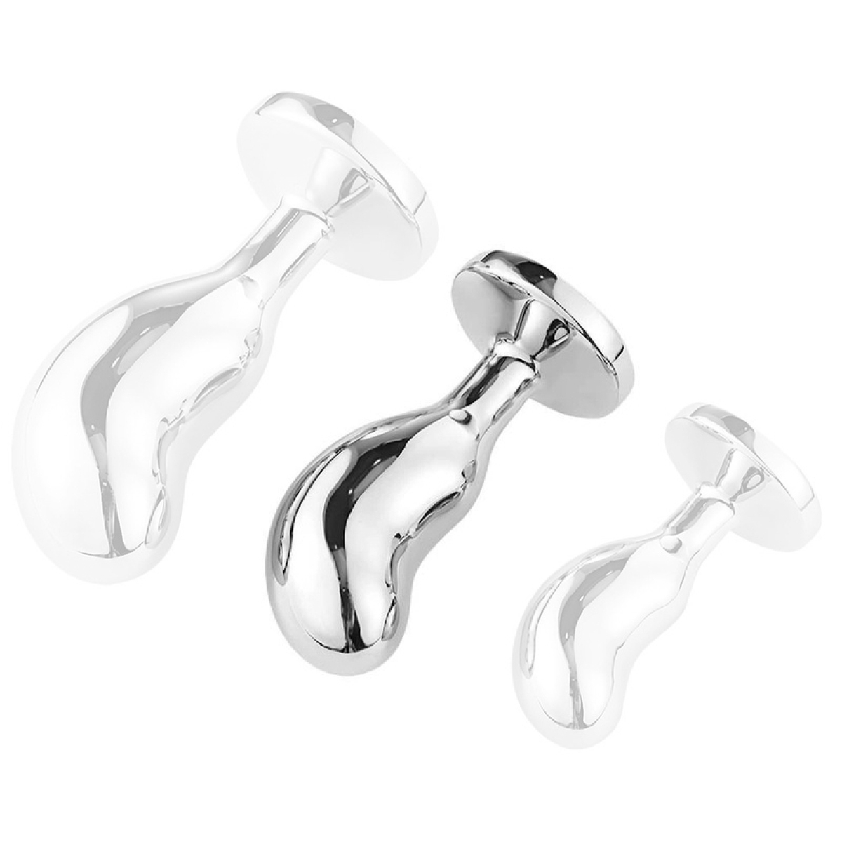 plug bijou bean silver m 7 x 3cm 1