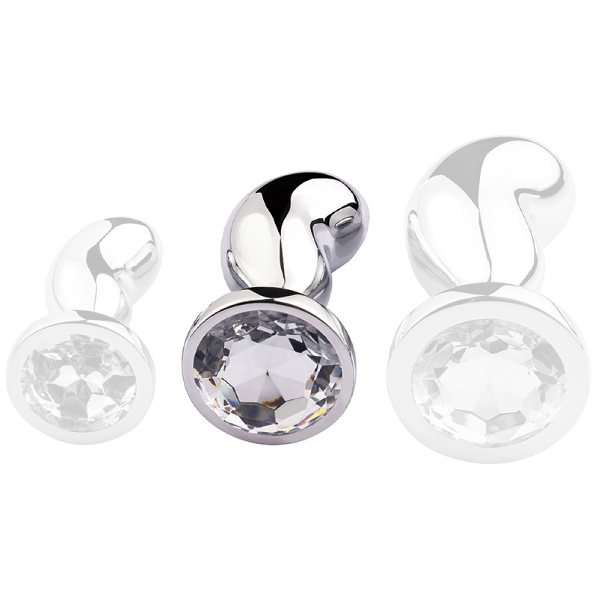 plug bijou bean silver m 7 x 3cm