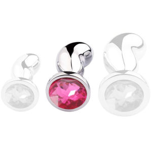 plug bijou bean silver m 7 x 3cm rose