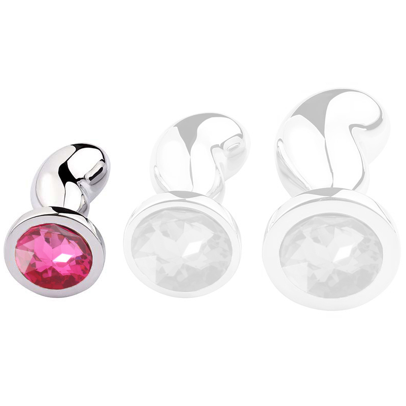 plug bijou bean silver s 6 x 23cm rose