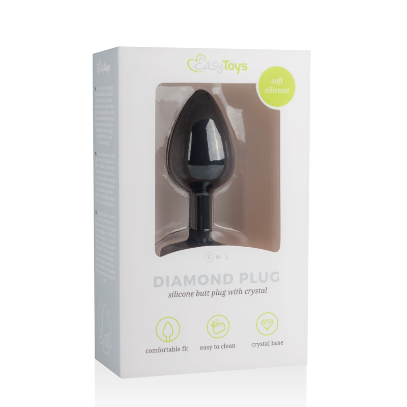 plug bijou diamond noir 6 x 27cm 1