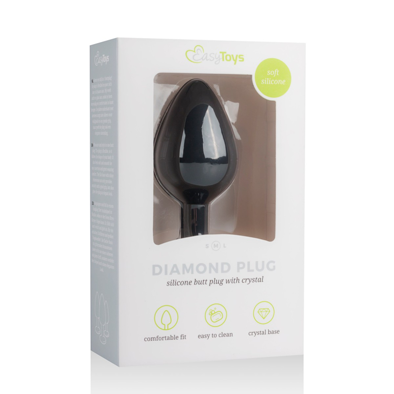 plug bijou diamond noir 7 x 33cm 1