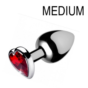 plug bijou heart gem rouge 7 x 34 cm