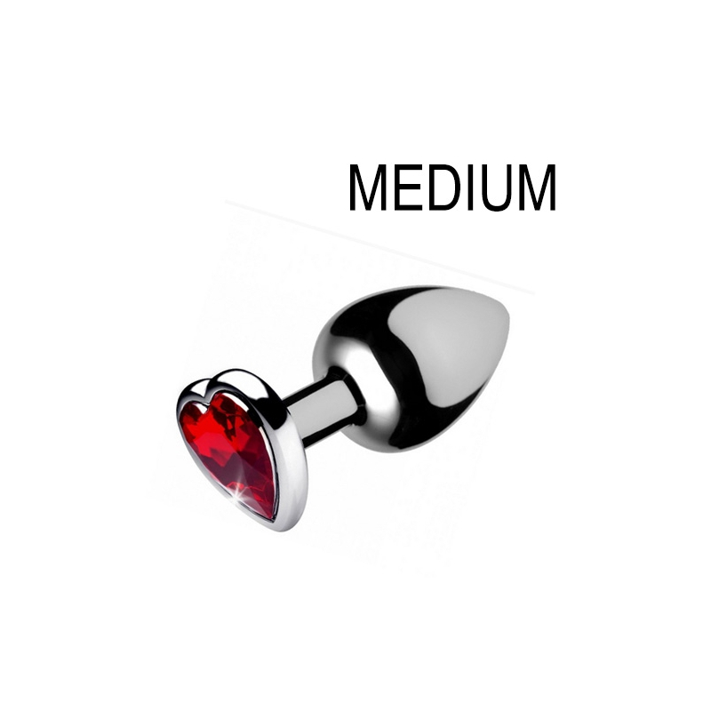 plug bijou heart gem rouge 7 x 34 cm