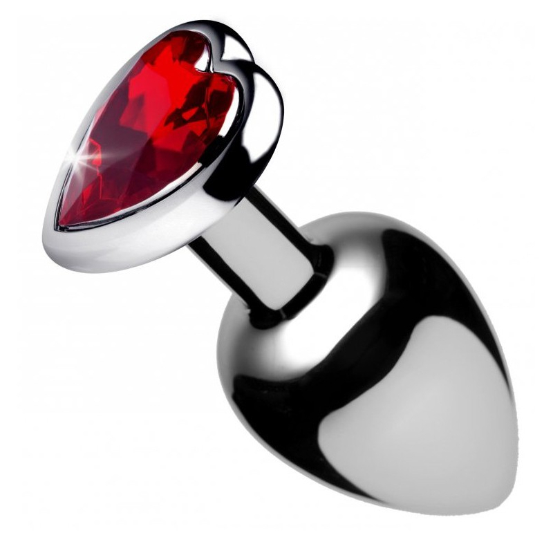 plug bijou heart gem rouge 8 x 4 cm 2