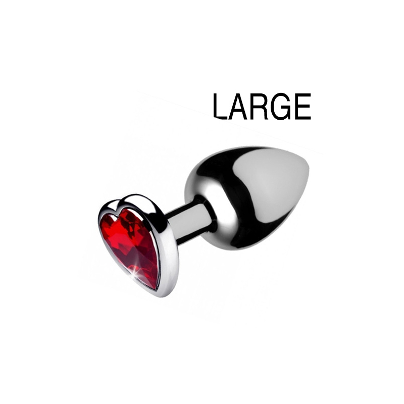 plug bijou heart gem rouge 8 x 4 cm