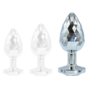 plug bijou ikonik diamond l 8 x 4 cm argent