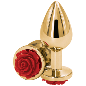 plug bijou rear m 7 x 34cm dore rouge