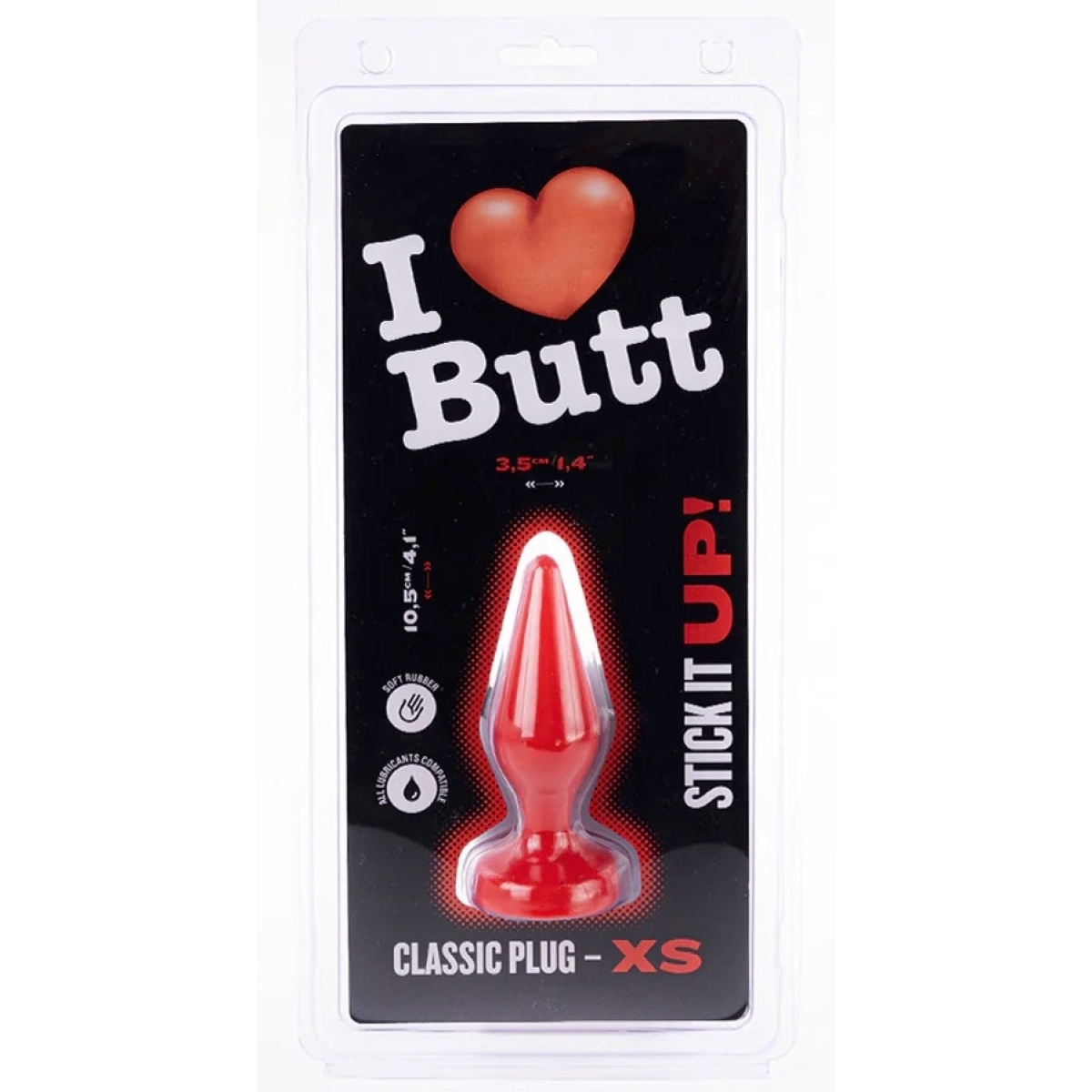 plug classic xs i love butt 9 x 3 cm rouge 1