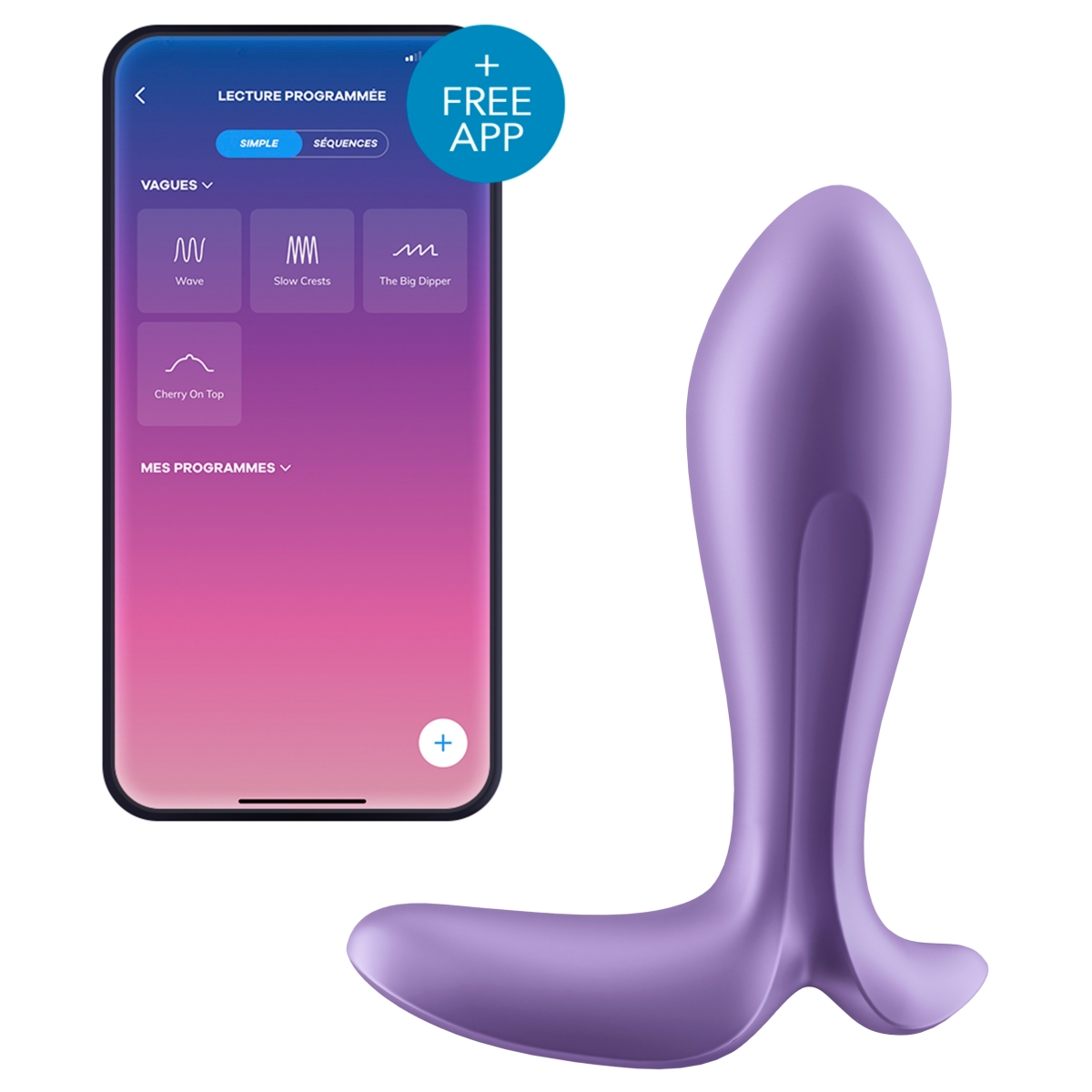 plug connecte intensity plug satisfyer 7 x 25cm mauve