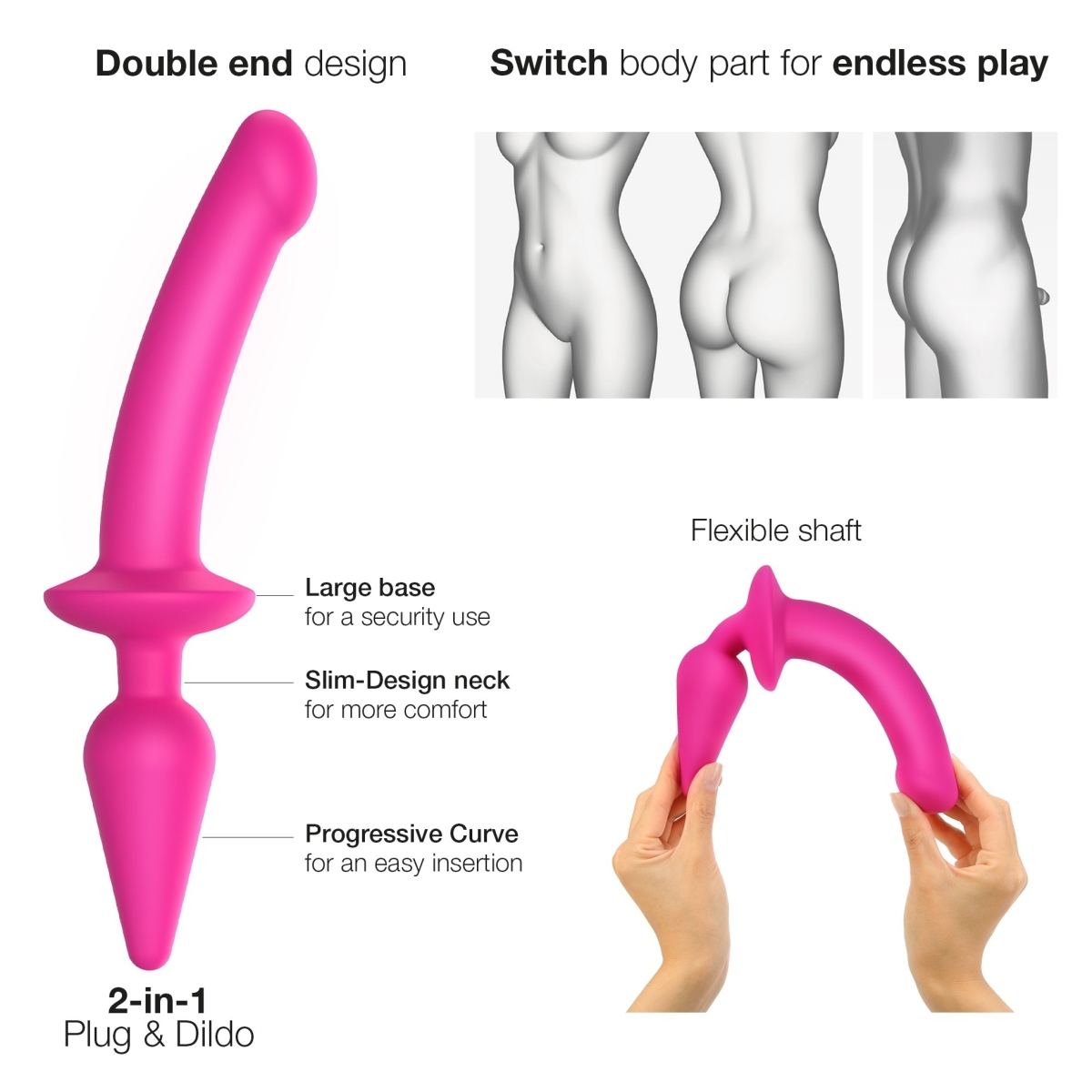 plug dildo switch strap on me s 13 x 28cm rose 2