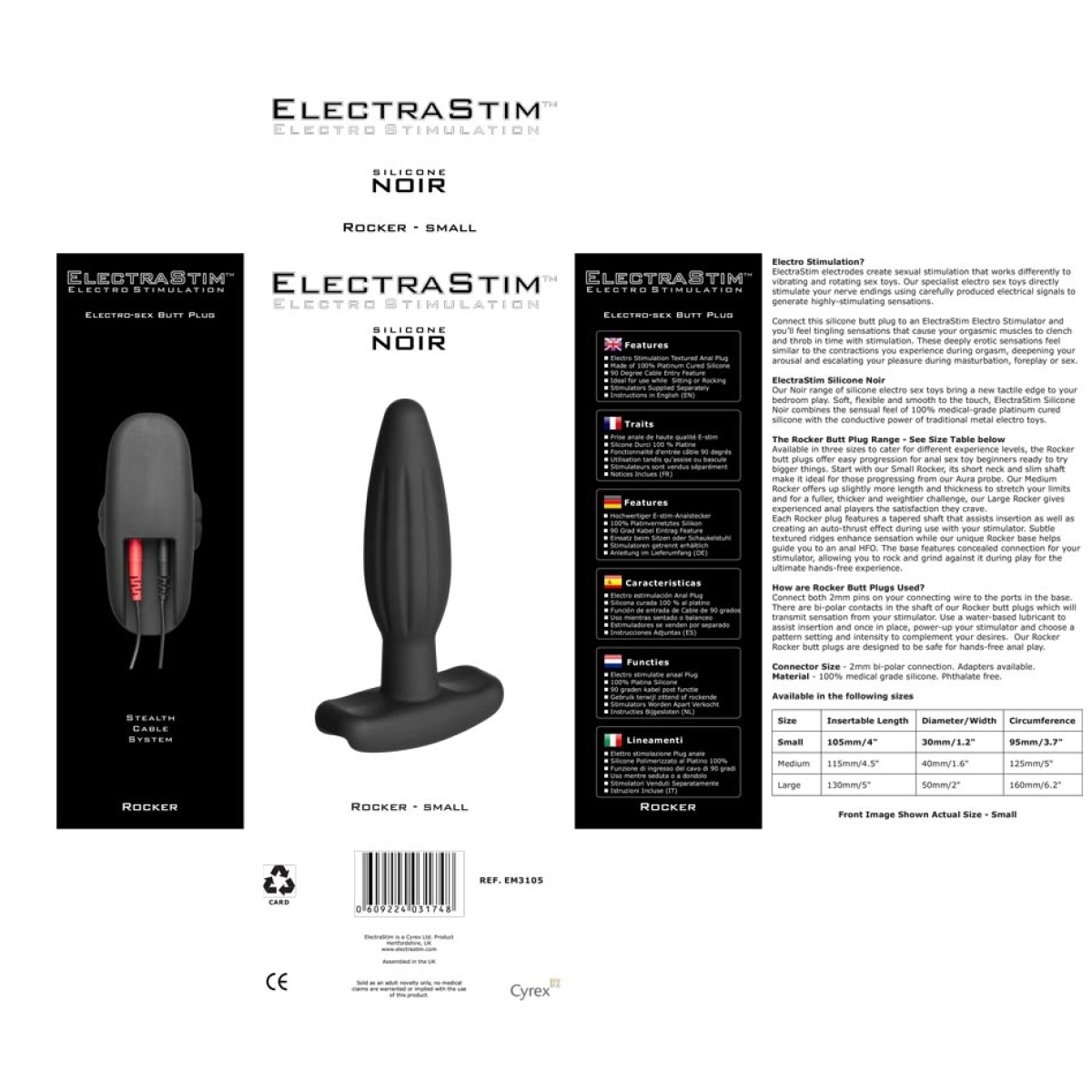 plug electro en silicone rocker electrastim 10 x 25cm 3