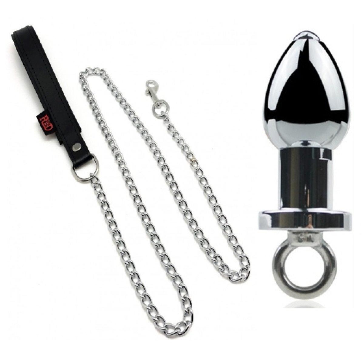 plug en metal arsenal 8 x 37cm gris laisse poigne en cuir 1m