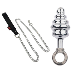 plug en metal butt pal avec laisse 7 x 35cm