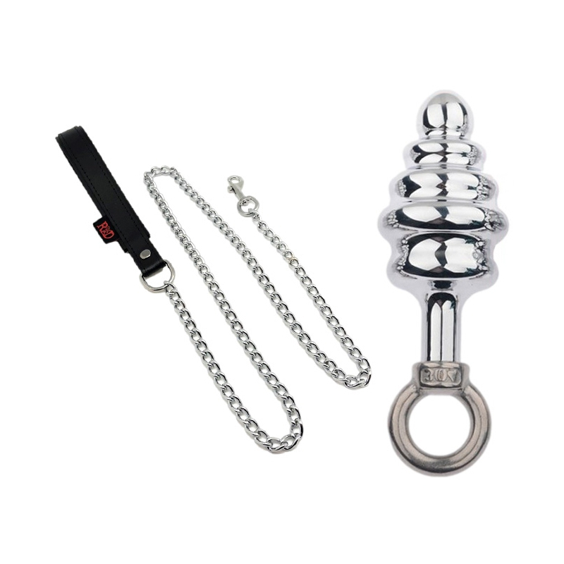 plug en metal butt pal avec laisse 7 x 35cm