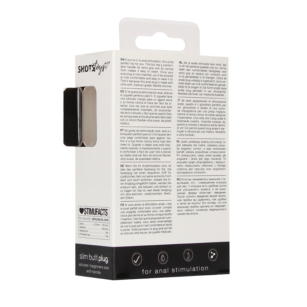 plug en silicone slim butt 75 x 2cm noir 2