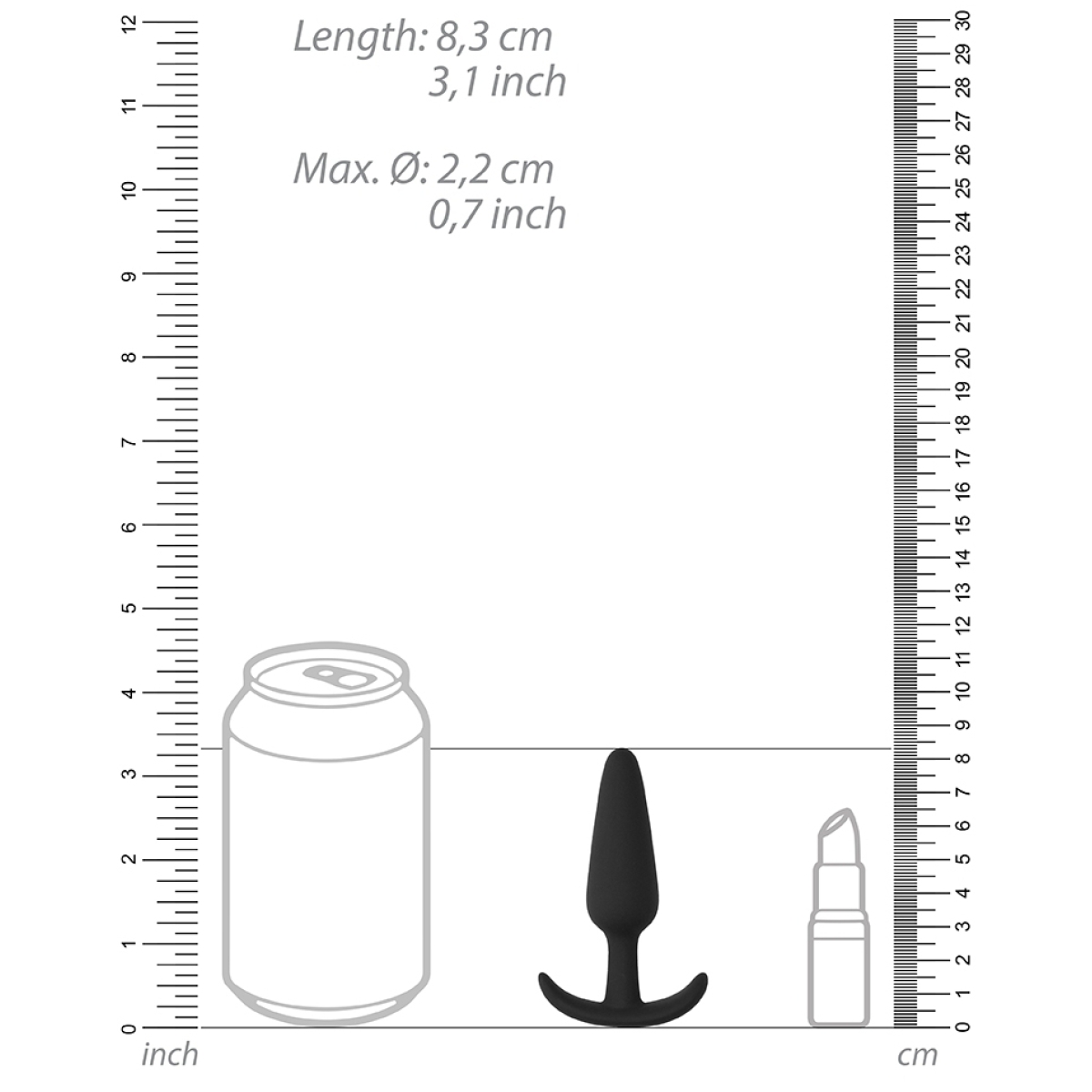 plug en silicone slim butt 75 x 2cm noir 3