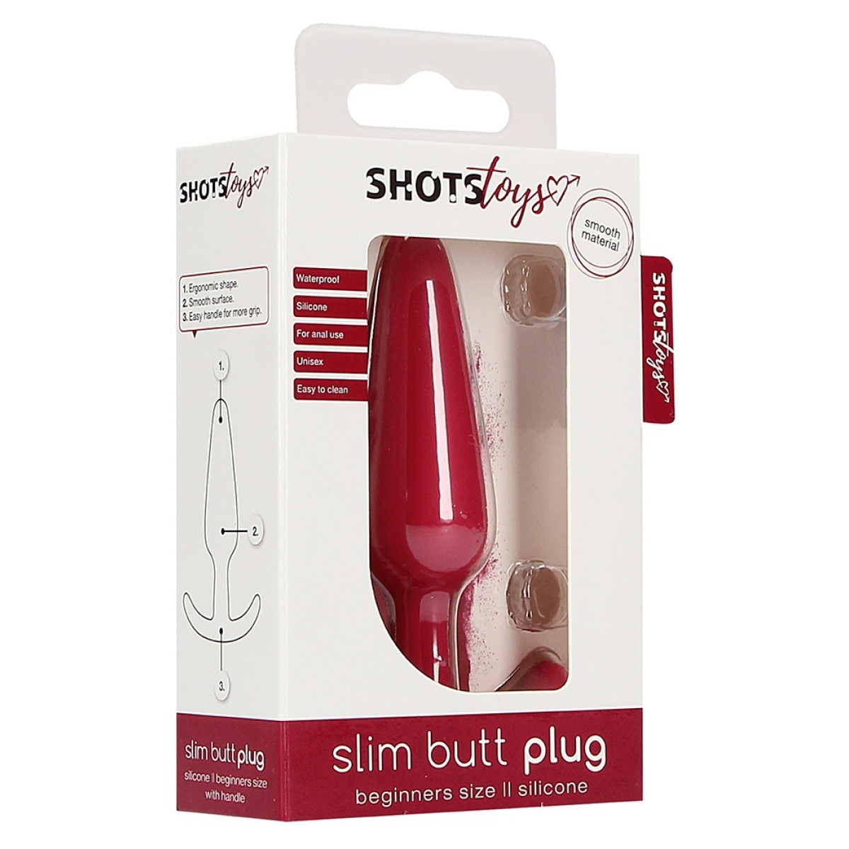 plug en silicone slim butt 75 x 2cm rouge 1