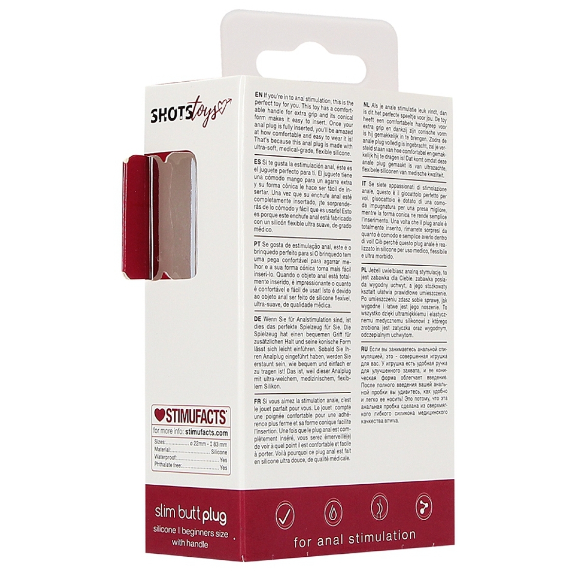 plug en silicone slim butt 75 x 2cm rouge 2