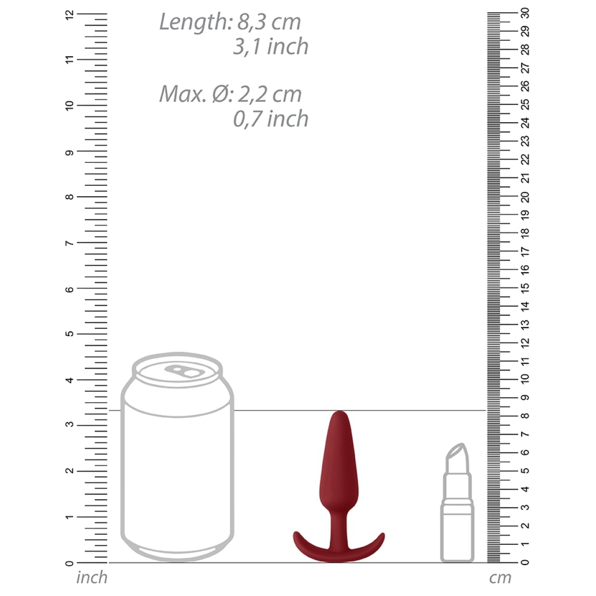 plug en silicone slim butt 75 x 2cm rouge 3