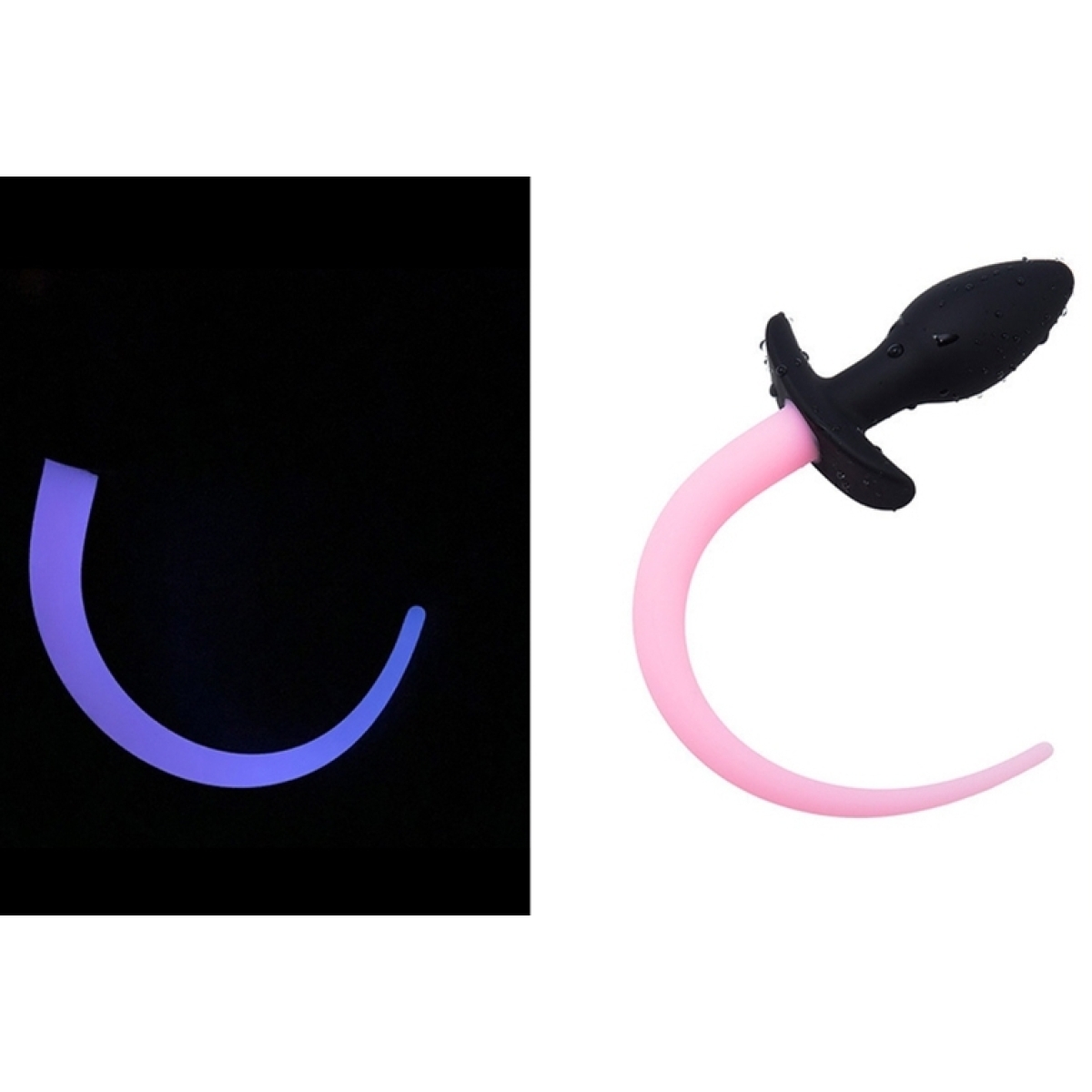 plug queue de chien phosphorescent luminous puppy 8 x 32cm rose fluo 1