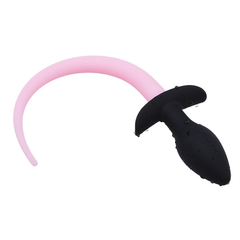 plug queue de chien phosphorescent luminous puppy 8 x 32cm rose fluo 2