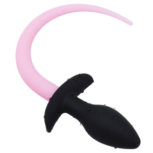 plug queue de chien phosphorescent luminous puppy 8 x 32cm rose fluo