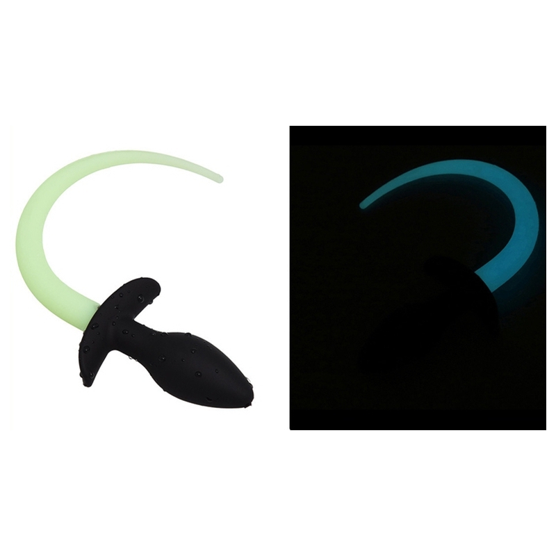 plug queue de chien phosphorescente luminous puppy 8 x 32cm vert fluo 1