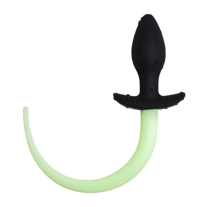 plug queue de chien phosphorescente luminous puppy 8 x 32cm vert fluo 2