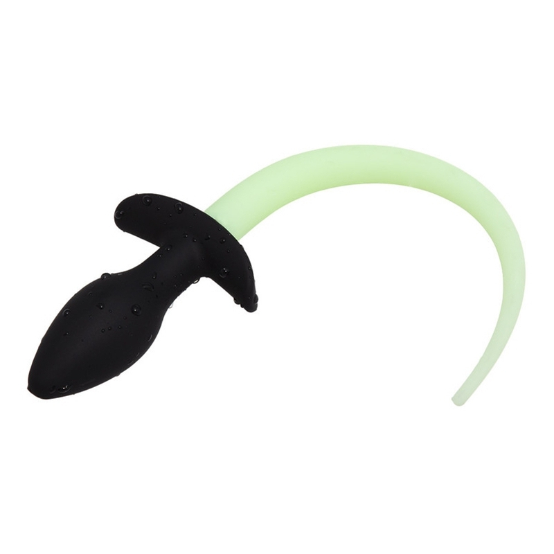 plug queue de chien phosphorescente luminous puppy 8 x 32cm vert fluo 3