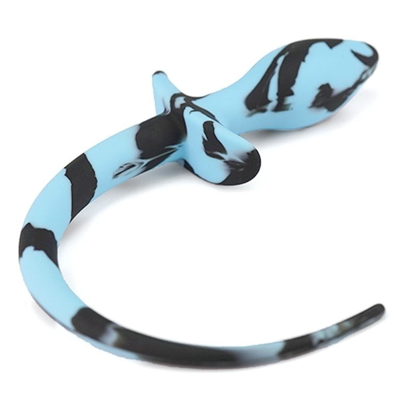 plug queue de chien silicone 75 x 31cm noir bleu ciel