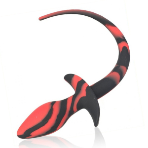 plug queue de chien silicone 75 x 31cm noir rouge