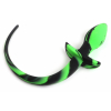 plug queue de chien silicone dog tail 75 x 31cm vert noir